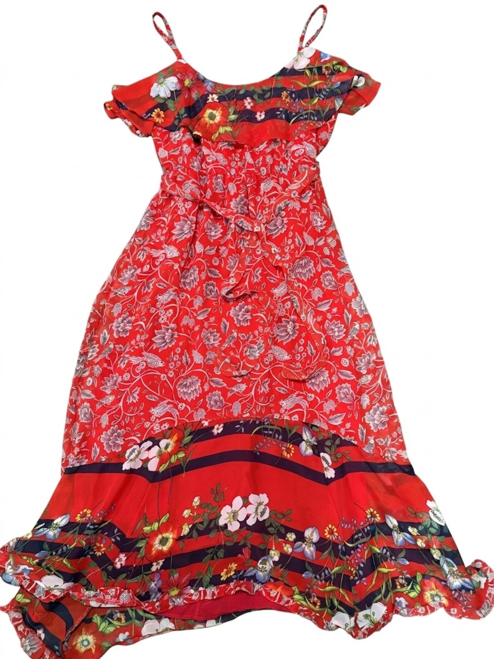 One September (Anthropologie) Zuri Floral Maxi Dress Size Medium Ruffle Detail